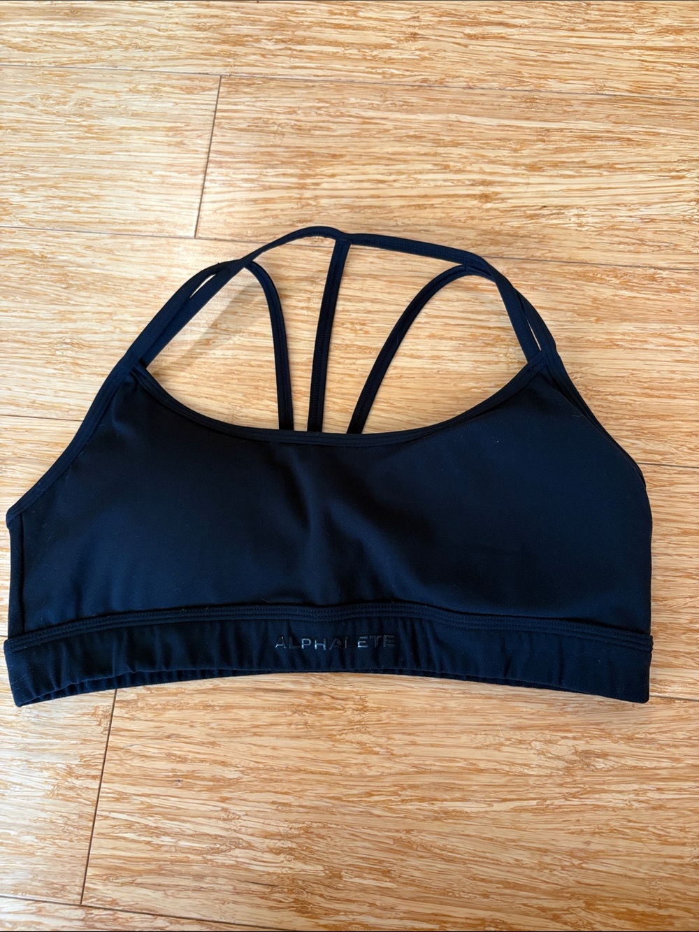 Alphalete Women's Strappy Open Back Sports Bra Black size large workout gym